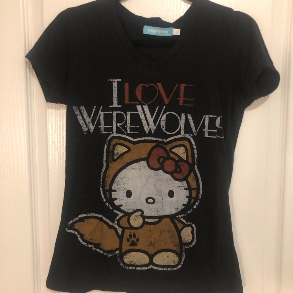 Rare Hello Kitty “I love Werewolves” Shirt Medium from Japan. Disney Exclusive